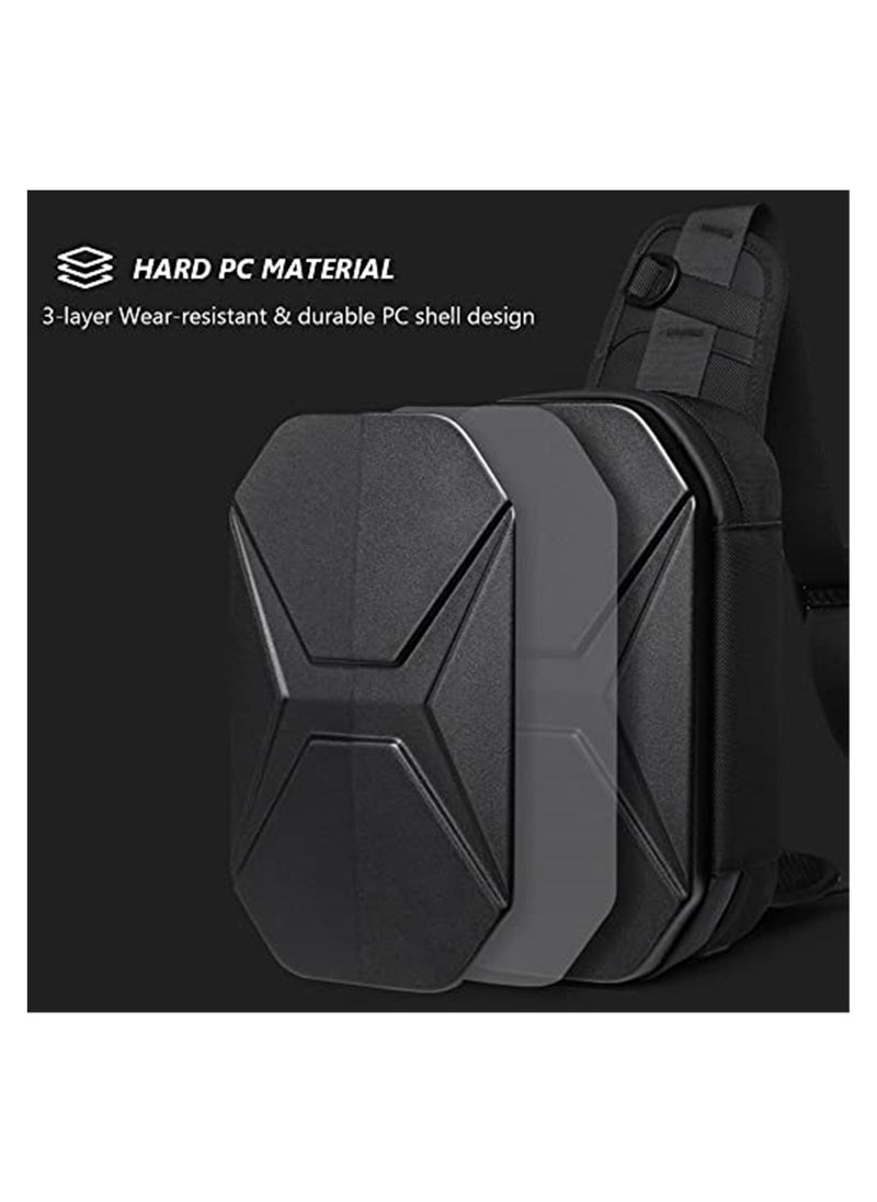 SYOSI Waterproof Fashion Chest Bag, Casual Hard Shell Crossbody Shoulder Bag with USB Port for Men Women  - Image 5