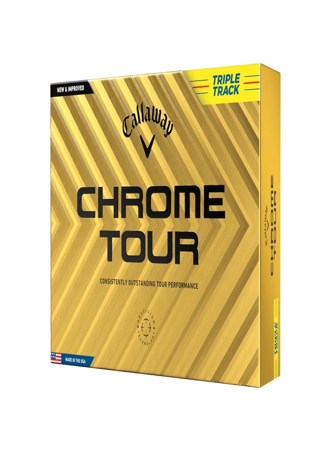 Callaway Golf Chrome Tour Golf Balls (Triple Track (Yellow) - Image 1