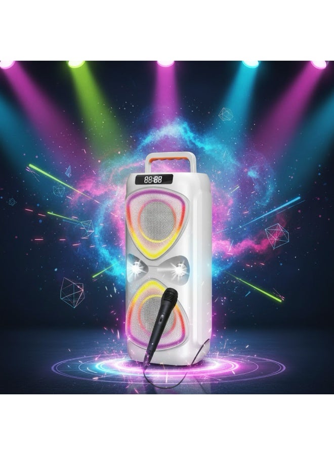 Torima مكبر صوت لاسلكي أبيض من TORİMA D78 – مكبر صوت بلوتوث محمول بصوت قوي وجهير عميق - Image 4