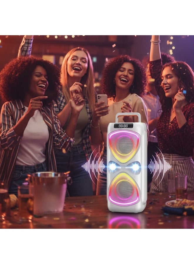 Torima مكبر صوت لاسلكي أبيض من TORİMA D78 – مكبر صوت بلوتوث محمول بصوت قوي وجهير عميق - Image 3