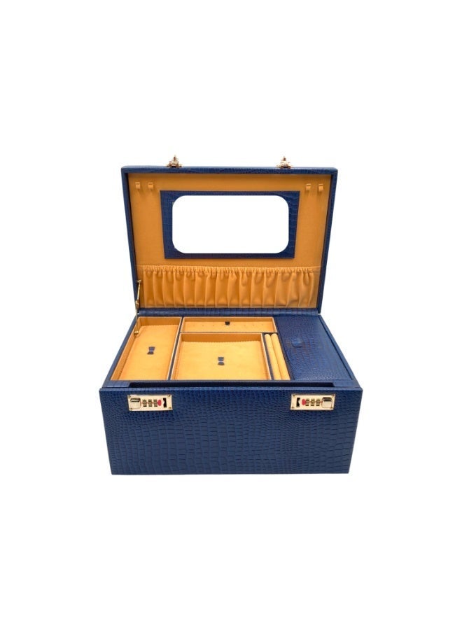 LAVERI LEATHER Genuine Leather Jewellery Box Blue - Image 5