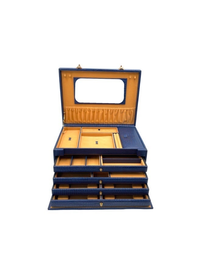LAVERI LEATHER Genuine Leather Jewellery Box Blue - Image 3