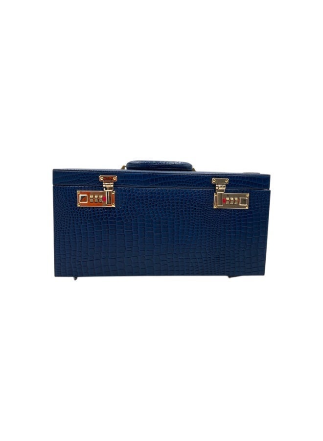 LAVERI LEATHER Genuine Leather Jewellery Box Blue - Image 4