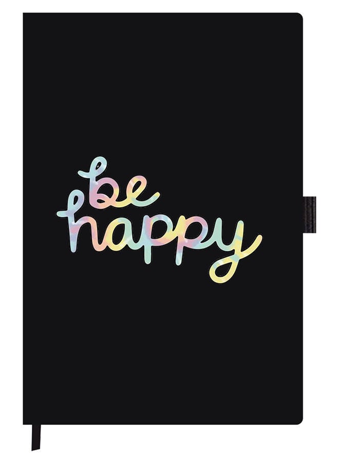 Theodor Designer A5 Thick Black Hardcover Notebook Be Happy - Image 1