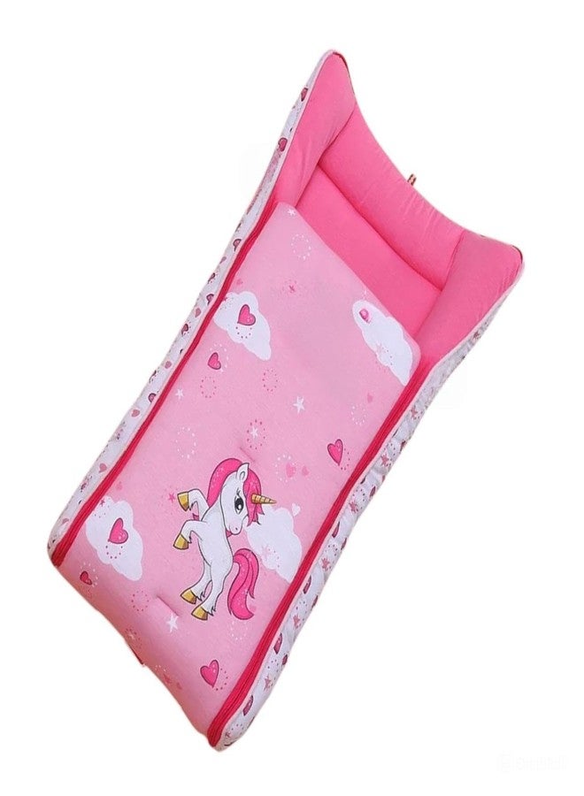 RUMPES 3-in-1 Baby Bed, Sleeping Bag & Carry Nest - Portable Cotton Bassinet for Newborns & Infants, Unisex Baby Bedding for Travel & Home, Soft & Breathable, 0M+ (P-New Pink Unicorn SLP) - Image 2