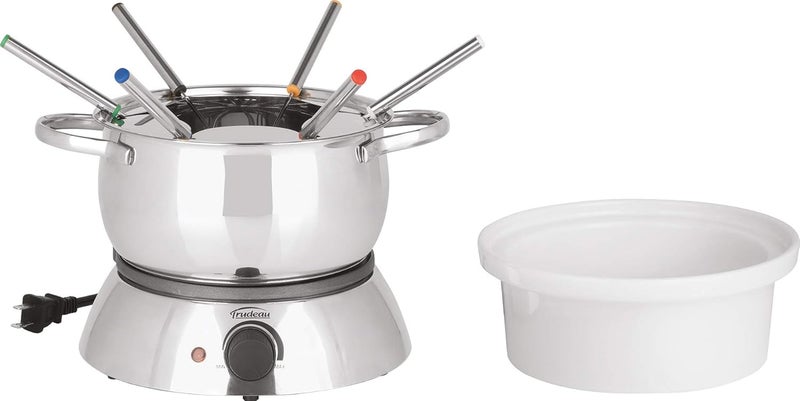 Trudeau Trudeau 0829020 Alto 3in1 Electric Fondue Set for Chocolate and Cheese 11Piece with Forks Included Stainless Steel 81 Ounce Silver  - Image 1