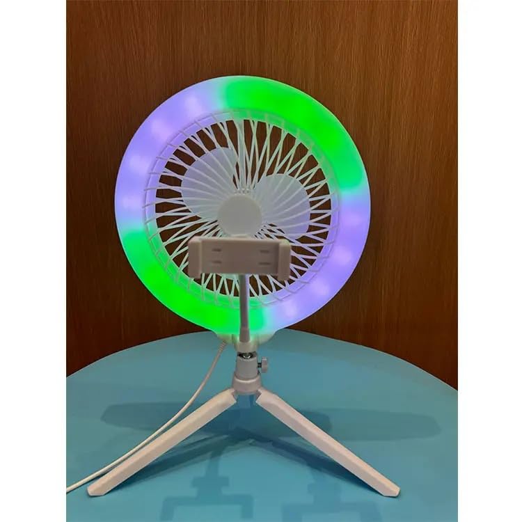FKU 10inch RGB Ring Light Makeup with Fan Circle Light 3000K-700K Photo Studio Lamp Line Remote and Tripod Stand Flash (RGB 10'' LED Circle Lights Makeup with Fan) - Image 5