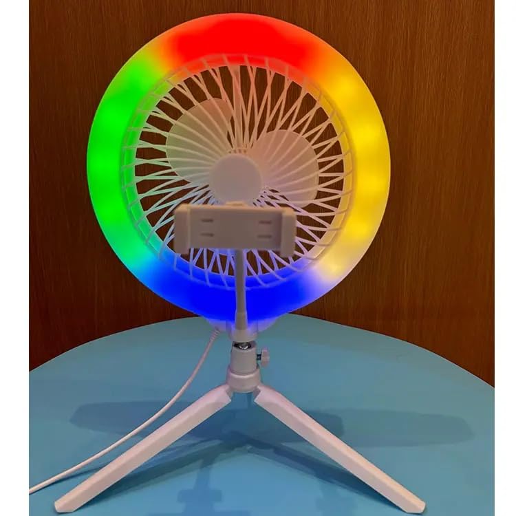 FKU 10inch RGB Ring Light Makeup with Fan Circle Light 3000K-700K Photo Studio Lamp Line Remote and Tripod Stand Flash (RGB 10'' LED Circle Lights Makeup with Fan) - Image 3