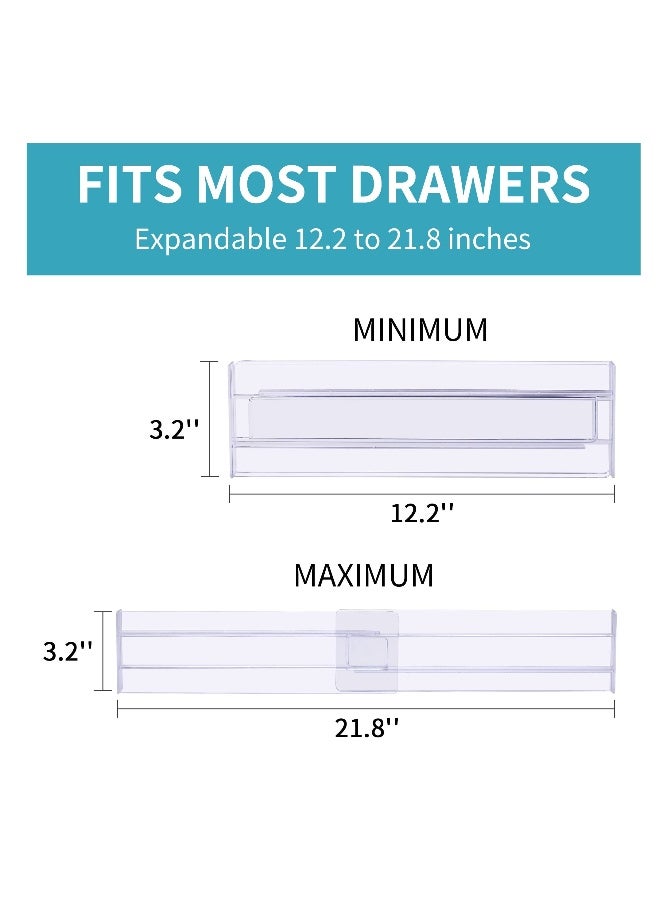 Drawer Dividers Organizers 4 Pack,Adjustable 3.2 High Expandable from 12.2-21.7 Kitchen Organizer, Clear Plastic Drawers Separators for Clothing, Utensils and Office Storage  - Image 3