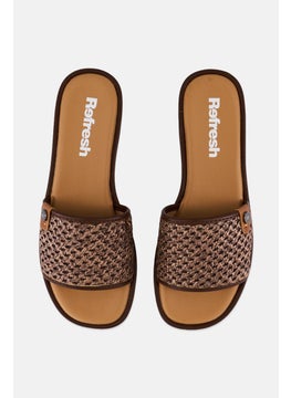 REFRESH Women Textile Upper Slip On Flats, Brown  - Image 3