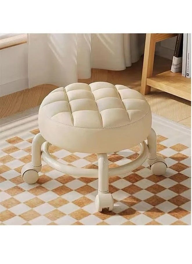 Snooe - Low Stool with Wheels Heavy-Duty Round Low Stool 360-Degree Rotation Universal Wheels Low Rolling Stool for Home,Low Roller Stools,Rolling Stool Seats with Mute Wheels - Image 1