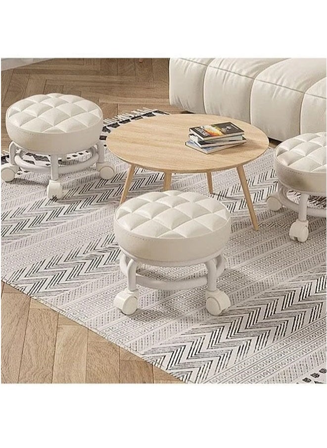 Snooe - Low Stool with Wheels Heavy-Duty Round Low Stool 360-Degree Rotation Universal Wheels Low Rolling Stool for Home,Low Roller Stools,Rolling Stool Seats with Mute Wheels - Image 1