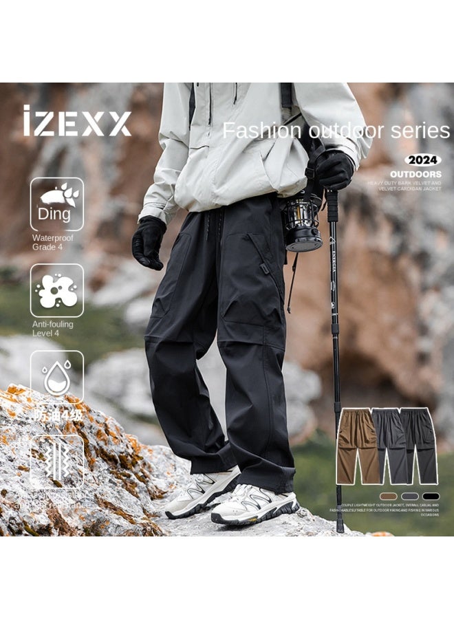 Izexx بنطال Izexx Trendy Brand الرياضي الخارجي المضاد للثلاثة مخاطر، بنطال رجال بكبير بجيوب كبيرة مقلوبة، مقاوم للماء، فضفاض، ستايل للأزواج، بنطال المظليين الأمريكي - Image 2