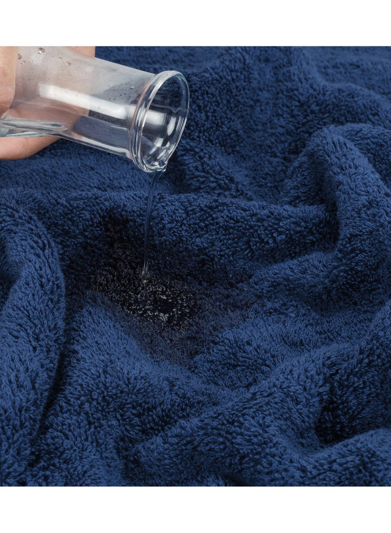 سافي بلس مجموعة مناشف فاخرة بجودة فندقية 500 جرام في المتر المربع من القطن الممشط الأصلي، مناشف حمام عائلية فائقة النعومة وذات قدرة على الامتصاص مجموعة من 6 قطع - 2 منشفة حمام، 2 منشفة يد، 2 منشفة - أزرق داكن - Image 5