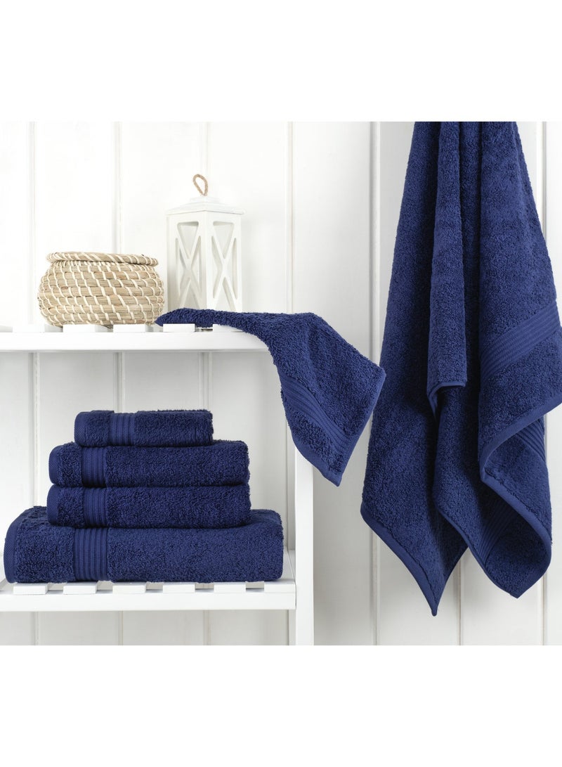 سافي بلس مجموعة مناشف فاخرة بجودة فندقية 500 جرام في المتر المربع من القطن الممشط الأصلي، مناشف حمام عائلية فائقة النعومة وذات قدرة على الامتصاص مجموعة من 6 قطع - 2 منشفة حمام، 2 منشفة يد، 2 منشفة - أزرق داكن - Image 2