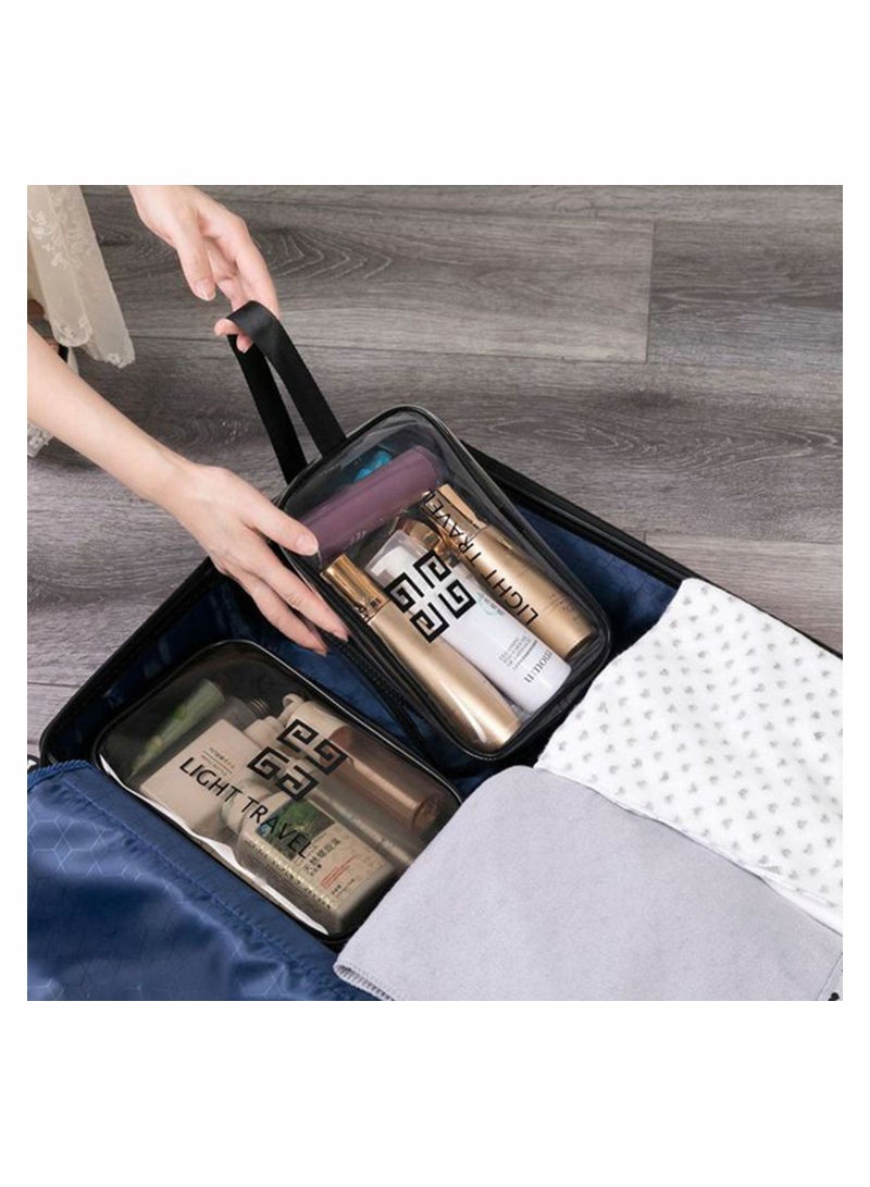 Excefore 3-Piece Cosmetic Bag Clear Water Resistant PVC Packing Cubes with Zipper Closure Carry Handle Suitable for air Travel Bathroom Beach Pool Spa Gym Bag - Image 2
