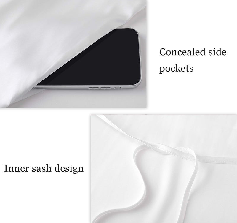 ProDesign PRODESIGN Satin Kimono Robe Long Silky Bath Robe with Ostrich Feather Trim Sleepwear Wedding Bridesmaid Robe  - Image 5