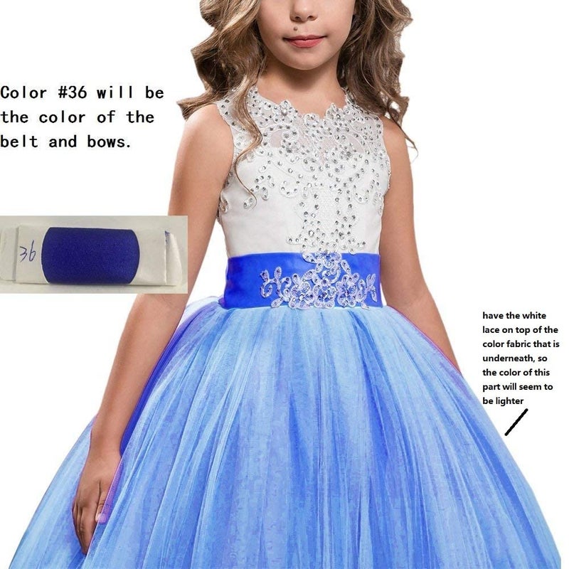 WDE Princess Royal Blue Long Girls Pageant Dresses Kids Prom Puffy Tulle Ball Gown US 8 - Image 4