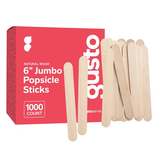 Gusto [1000 Count] Jumbo 6 Inch Wooden Multi-Purpose Popsicle Sticks, Craft Sticks for ICES, Ice Cream, Waxing, Tongue Depressor Wood Sticks -(Formerly Comfy Package) - Image 1