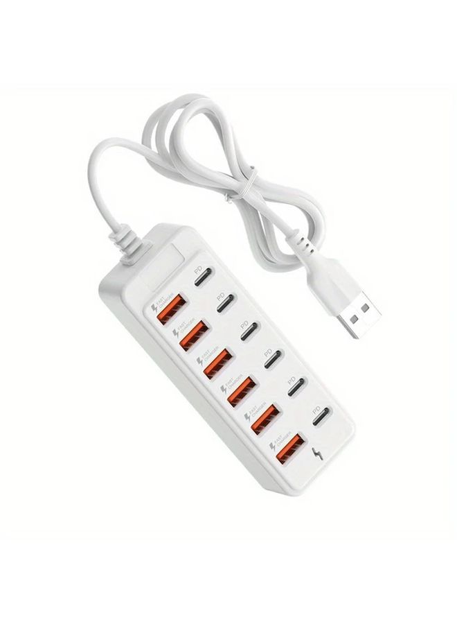 White 12 In 1 USB C Docking Station 66W Fast Charging Multi Port Converter Cable Splitter - Image 5