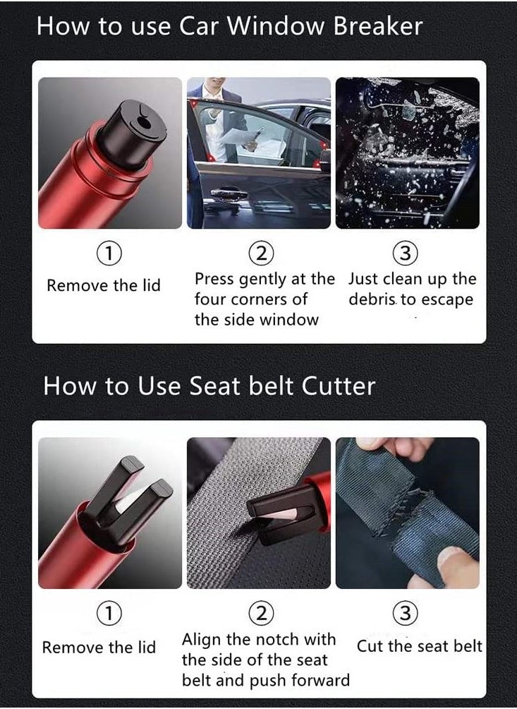 SYOSI Portable Safety Hammer Emergency Escape Tool, Multifunctional Window Breaker with Seat Belt Cutter, Portable Safety Hammer Emergency Escape Tool, One Second Breaking Window Escape (Black)  - Image 5