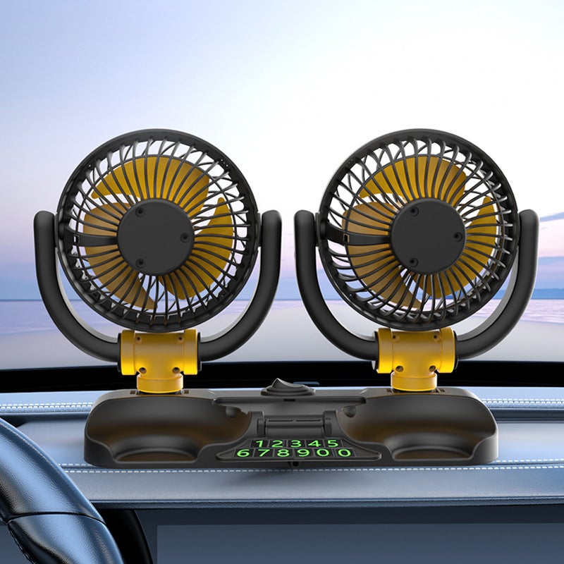 Foldable Dual-Head Car Fan 12V 24V USB - Image 3