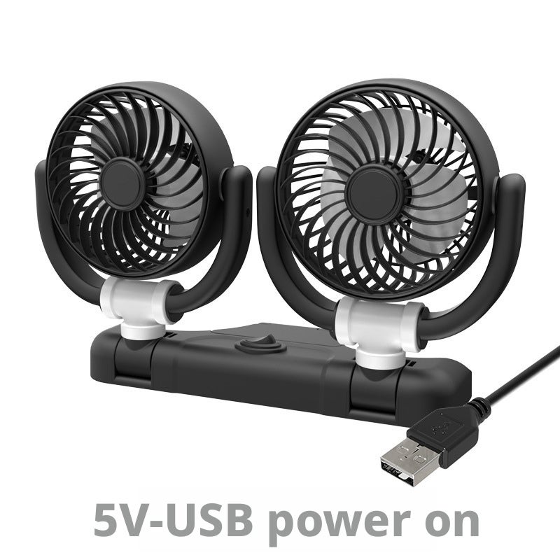 Foldable Dual-Head Car Fan 12V 24V USB - Image 5