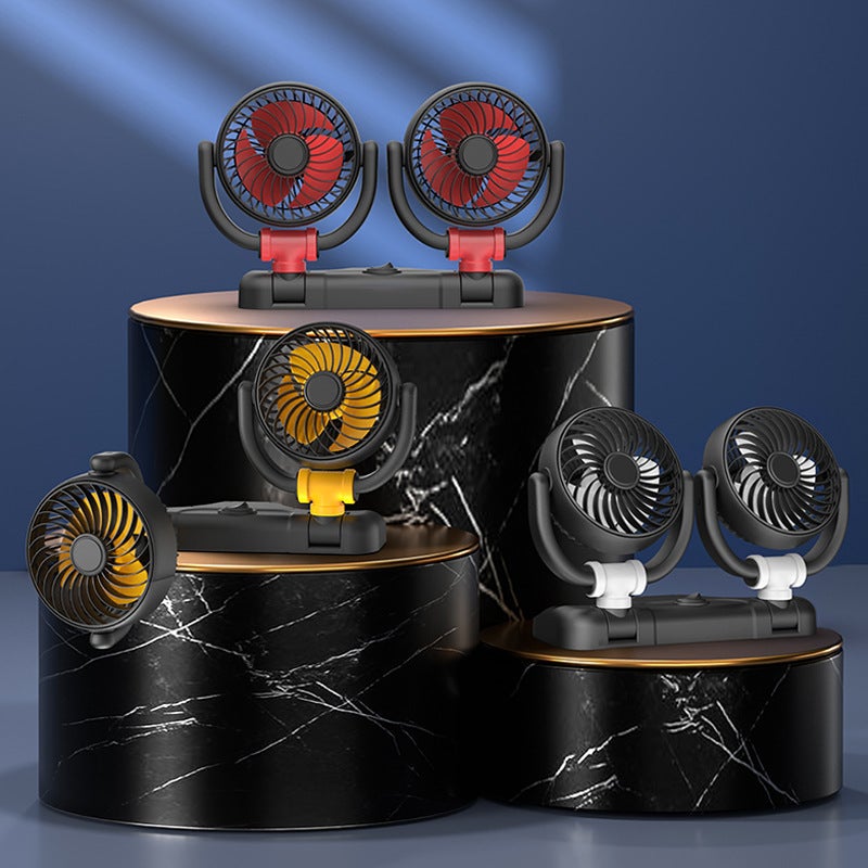 Foldable Dual-Head Car Fan 12V 24V USB - Image 2