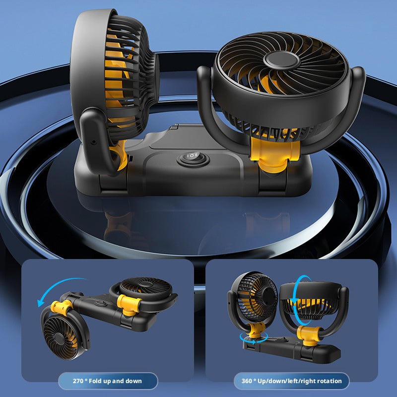 Foldable Dual-Head Car Fan 12V 24V USB - Image 4