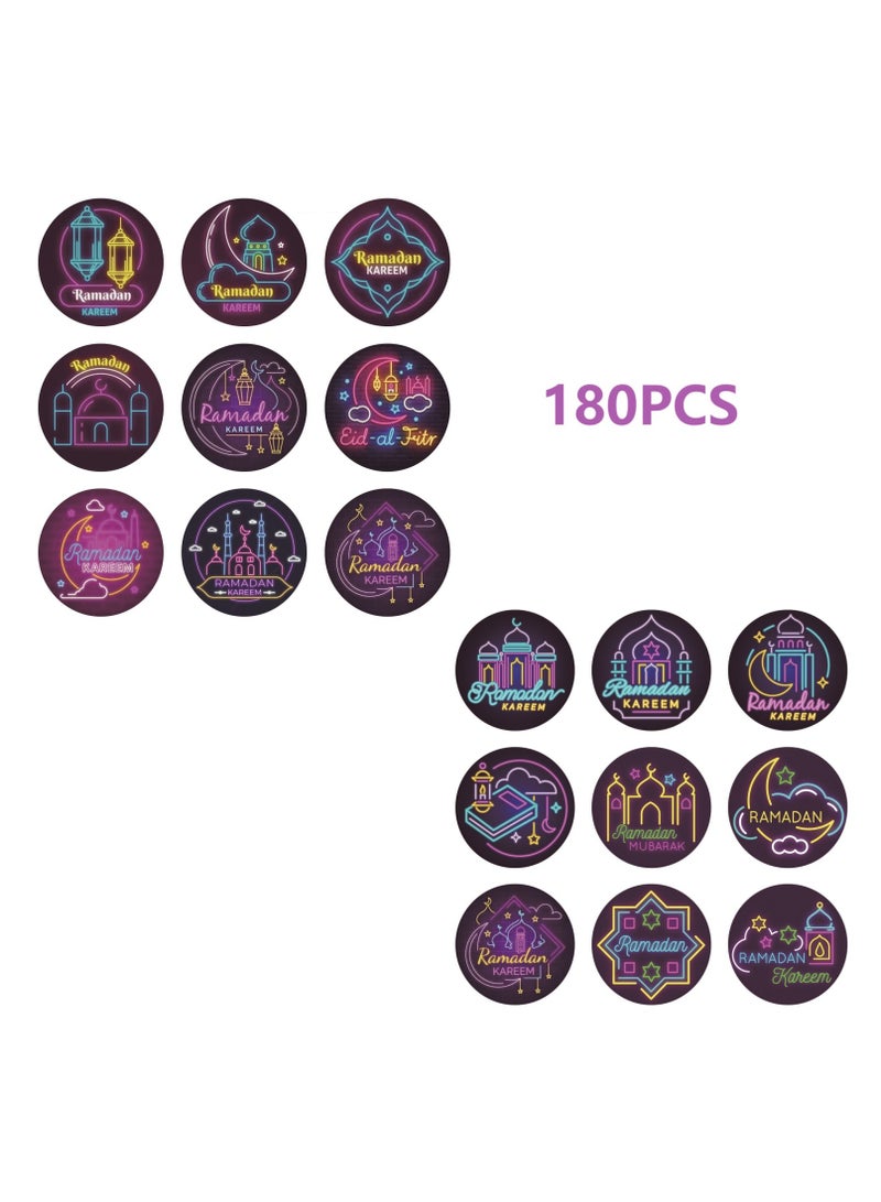 general 180 Pcs Eid Mubarak Stickers For Party Decorations Ramadan Sticker Kit Ramadan Kareem Labels For Eid Party Decorations - Image 1