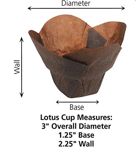 Hoffmaster 611111 Lotus Cup Cupcake Wrapper/Baking Cup, 1-1/4" Diameter x 2-1/4" Height, Small, Chocolate (10 Packs of 250) - Image 2