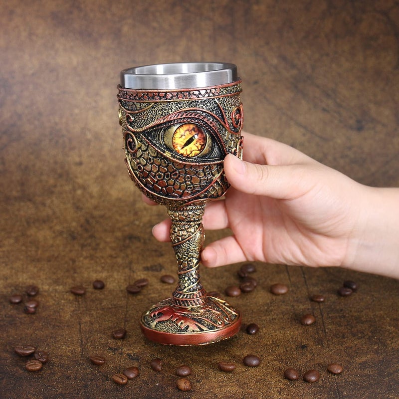Ottalent Stainless Steel The Eye of The Dragon Wine Goblet Chalice,Dungeons and Dragons Medieval DragonWine Cups 7oz.Men’s Gift (Yellow Eyes) - Image 2