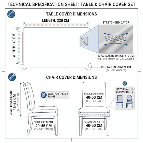 Styleys Dining Chair Cover with Table Covers for Kitchen Waterproof Dining Table Cloth (1 Table Cover + 6 Chair Cover, Beige Tulip Flower, CTSD3128) - Image 4