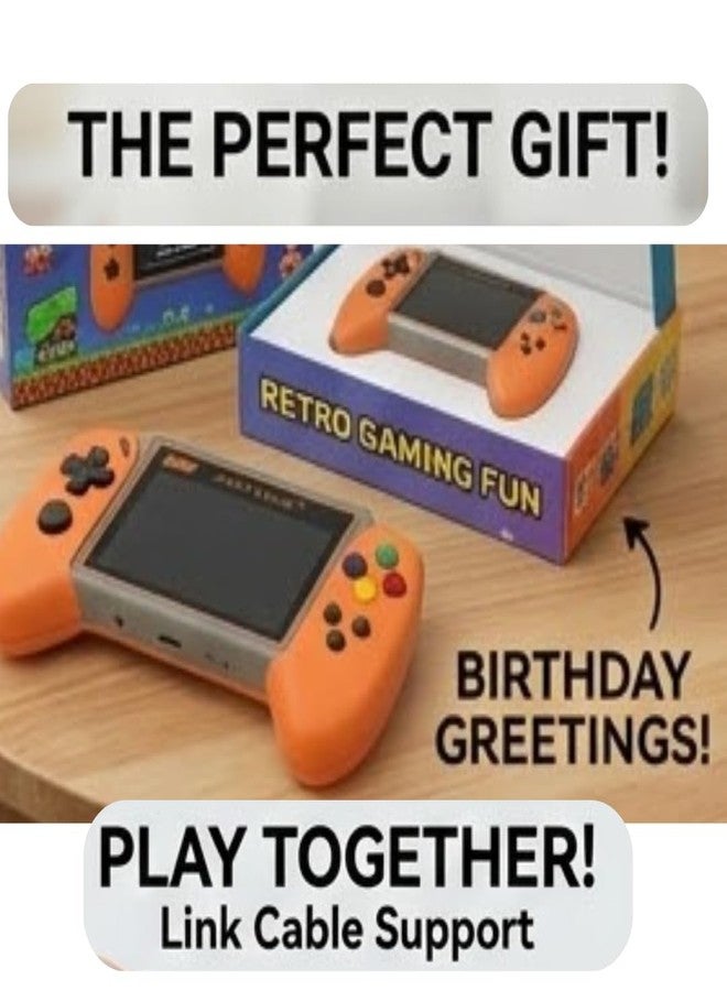 تي إم جي جهاز ألعاب محمول من TMG، يضم 500 لعبة كلاسيكية، شاشة ملونة 3.5 بوصة، يدعم توصيل التلفزيون، مناسب للأطفال والأولاد، هدية مثالية لأعياد الميلاد. (برتقالي بني) - Image 5