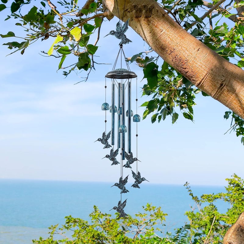LESES Hummingbird Wind Chimes Outdoor Wind Chime with 4 Aluminum Tubes & 6 Wind Bell, Memorial Wind Chimes for Outside Unique Sympathy Gifts for Home Garden Patio - Image 5