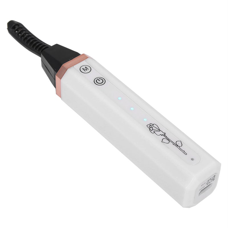 Electric Eyelash Curler: White Rechargeable Heated Tool - 3‑Level Temp Settings, Wide‑Spacing Comb Teeth, Long‑Lasting Curling for Daily Makeup, Upper & Lower Eyelashes - Image 4
