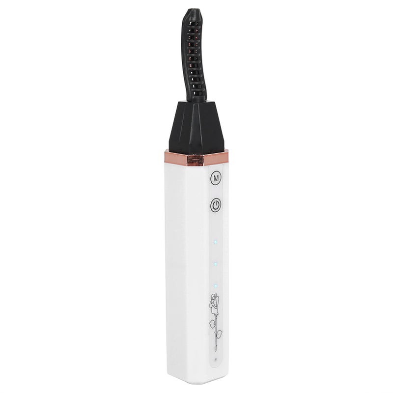Electric Eyelash Curler: White Rechargeable Heated Tool - 3‑Level Temp Settings, Wide‑Spacing Comb Teeth, Long‑Lasting Curling for Daily Makeup, Upper & Lower Eyelashes - Image 3