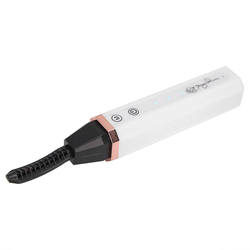 Electric Eyelash Curler: White Rechargeable Heated Tool - 3‑Level Temp Settings, Wide‑Spacing Comb Teeth, Long‑Lasting Curling for Daily Makeup, Upper & Lower Eyelashes - Image 5