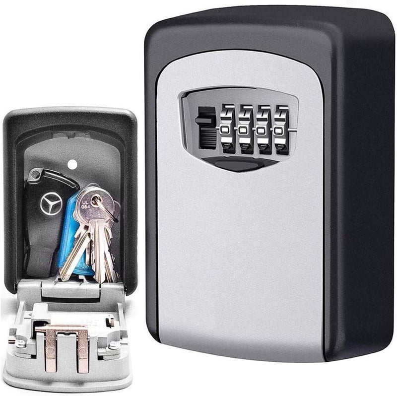 Key Storage Box with Quad Code Blade for Wall Mount, Grey - Image 1