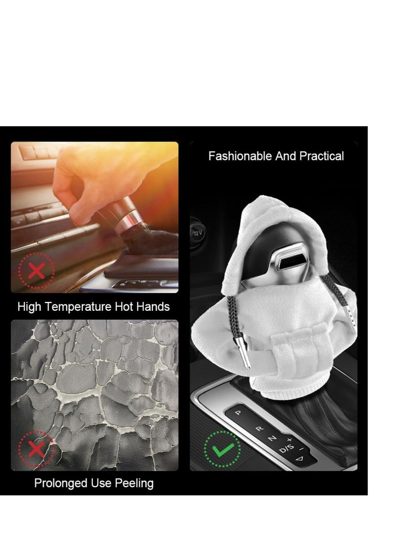 Excefore Sweatshirt Auto Gear Shift Knob Cover, Car Shifter Hoodie Gear Shift, Lever Knob Cover Car Interior Decoration for Most Vehicles (2pcs, Grey) - Image 4