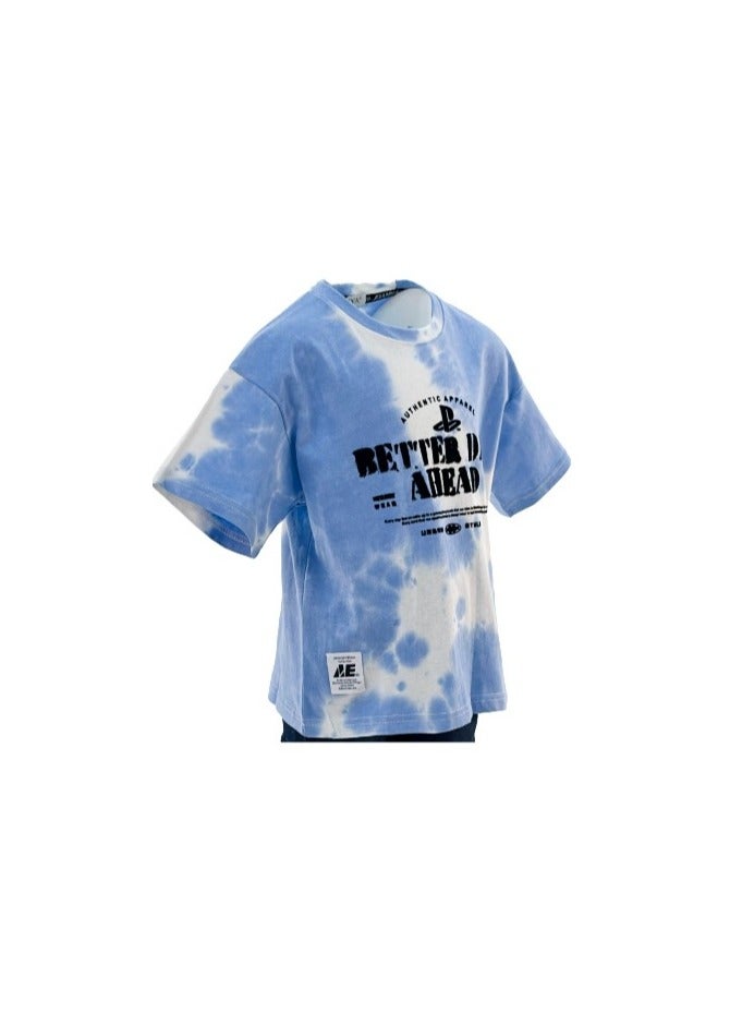 جوانا تي شيرت أولاد برقبة دائرية وأكمام قصيرة مع عبارات "أيام أفضل قادمة" - أزرق - 12 سنة - Image 5