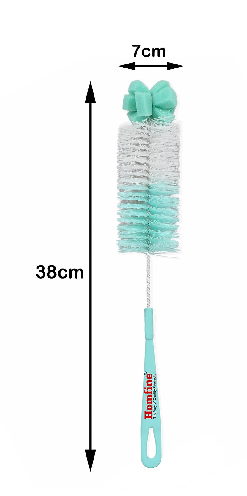 Homfine Bottle Cleaning Brush with Long Handle Foam Head (Aqua Green, Standard, 2) - Image 2