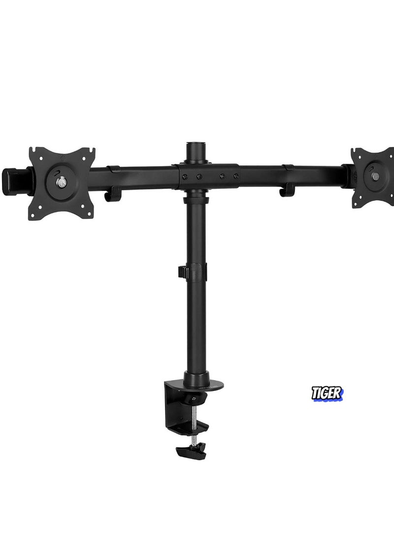 TIGER Dual Monitor Desk Mount Arm – Adjustable Computer Monitor Stand, VESA 75x75 & 100x100, 22 lb Load Capacity, Black (MI-2772) – Ergonomic Design, Space-Saving, Full Motion Adjustment for 13”-32” Screens  - Image 1
