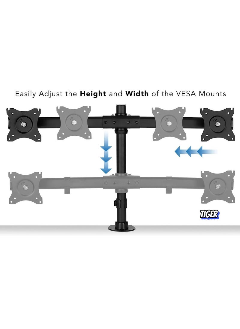 TIGER Dual Monitor Desk Mount Arm – Adjustable Computer Monitor Stand, VESA 75x75 & 100x100, 22 lb Load Capacity, Black (MI-2772) – Ergonomic Design, Space-Saving, Full Motion Adjustment for 13”-32” Screens  - Image 2