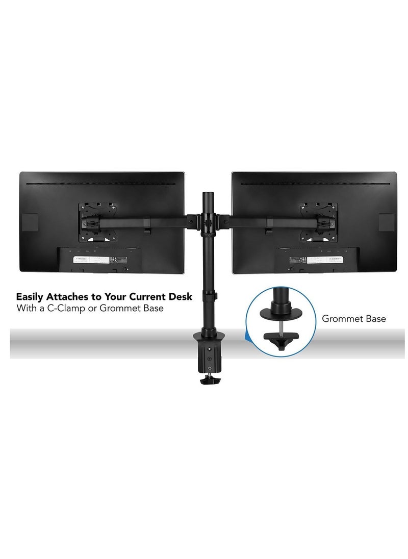 TIGER Dual Monitor Desk Mount Arm – Adjustable Computer Monitor Stand, VESA 75x75 & 100x100, 22 lb Load Capacity, Black (MI-2772) – Ergonomic Design, Space-Saving, Full Motion Adjustment for 13”-32” Screens  - Image 3
