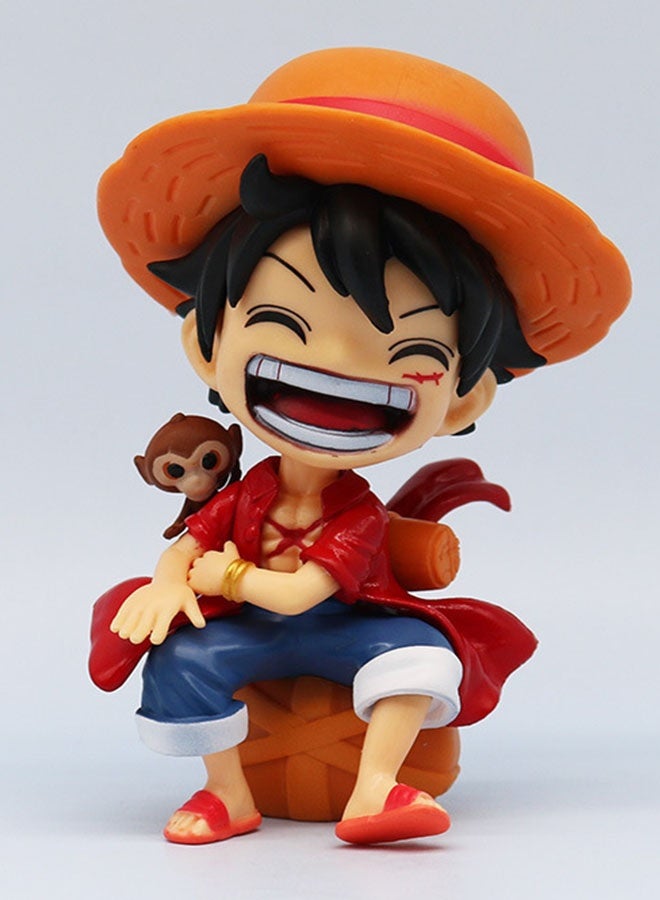 Halamodo One Piece, Q Version Luffy Sitting and Laughing Loudly, 12cm Desktop Decoration Trendy Toy Handmade Model Figure - Image 2
