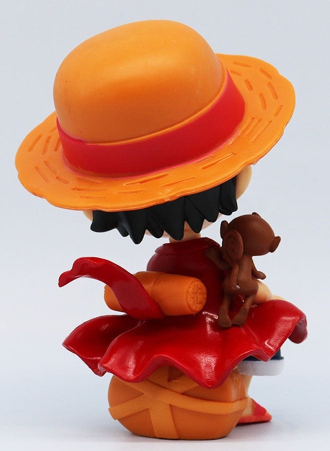 Halamodo One Piece, Q Version Luffy Sitting and Laughing Loudly, 12cm Desktop Decoration Trendy Toy Handmade Model Figure - Image 3