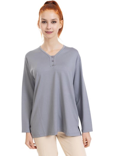 Women Middle Age and Above Four Seasons V Neck Comfortable Pattern Lycra Viscose Mother Combed Cotton Blouse 140