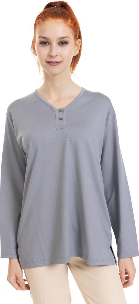 Women Middle Age and Above Four Seasons V Neck Comfortable Pattern Lycra Viscose Mother Combed Cotton Blouse 140