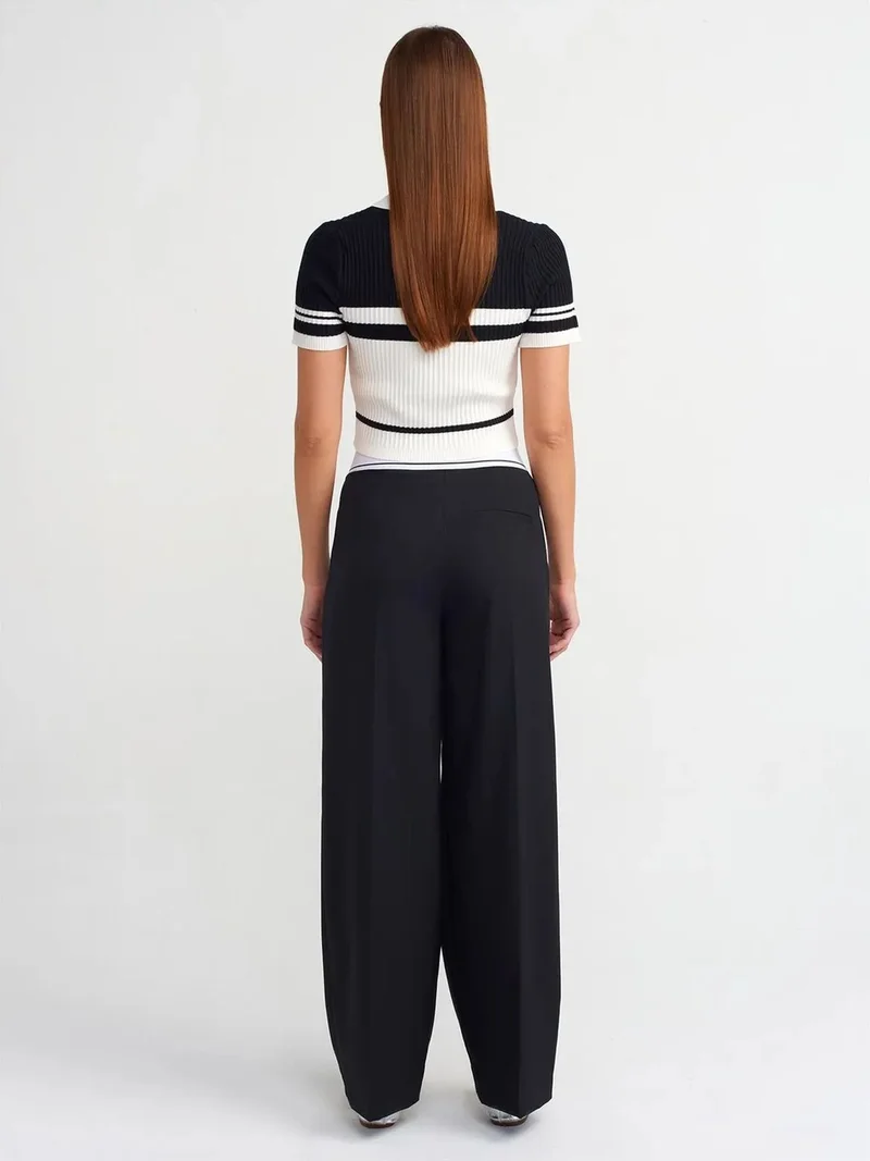 Dilvin DILVIN High-Waist Wide-Leg Crepe Trousers